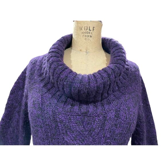 INC Intenational Concepts Womens Sweater Purple Cable Knit Turtleneck Pullover L - Picture 2 of 8